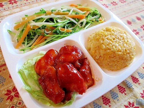 鶏むね肉の甘酢炒めでヘルシー中華ワンプレート♪